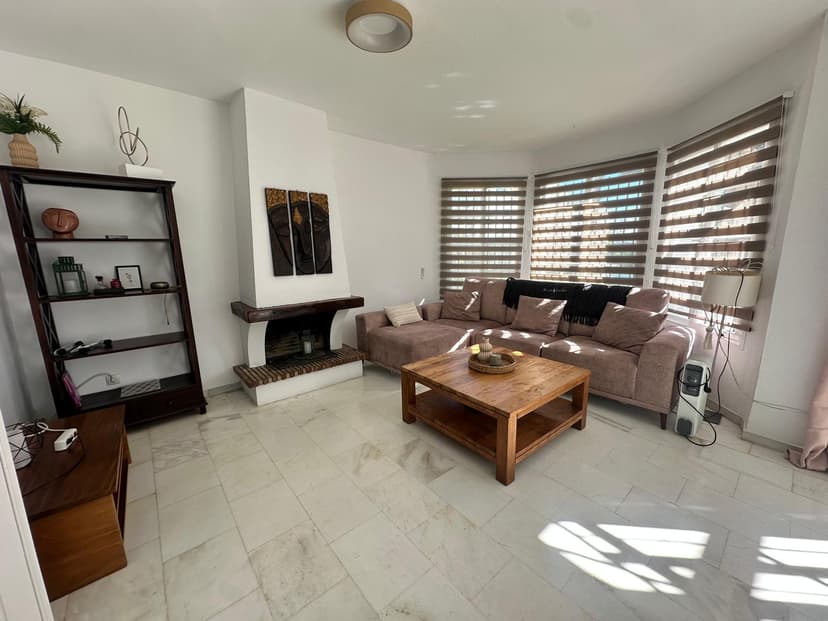 Living room with fireplace