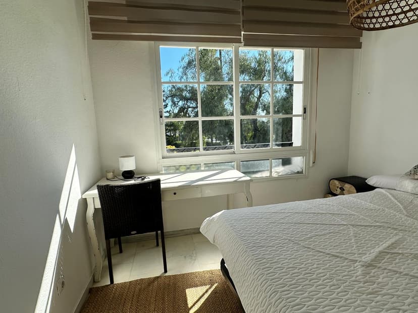 Bedroom with office area